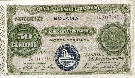 Аверс банкноты 50 сентаво (Гвинея-Бисау) 1914 года