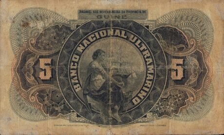 Реверс банкноты 5 эскудо (Гвинея-Бисау) 1921 года