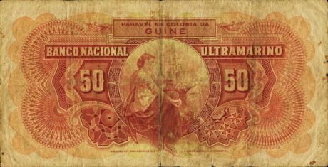 Реверс банкноты 50 эскудо (Гвинея-Бисау) 1937 года