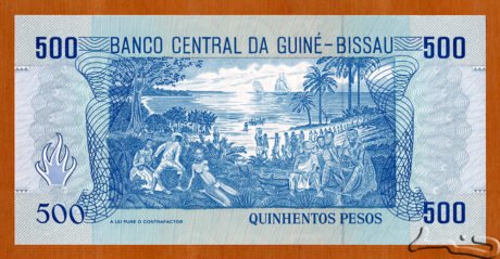 Реверс банкноты 500 песо (Гвинея-Бисау) 1990 года