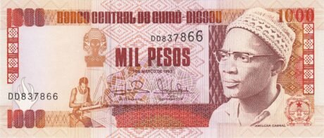 Аверс банкноты 1000 песо (Гвинея-Бисау) 1990 года