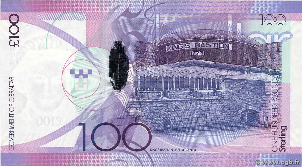 Реверс банкноты 100 фунтов (Гибралтар) 2011 года