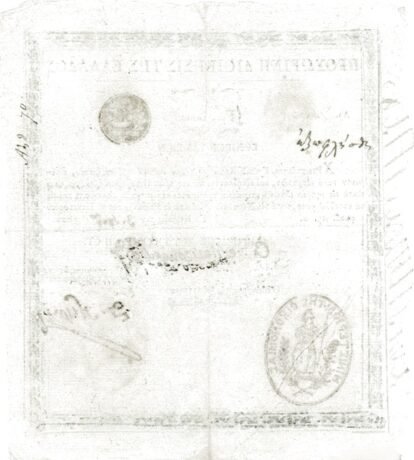 Реверс банкноты 1000 грося (Греция) 1822 года