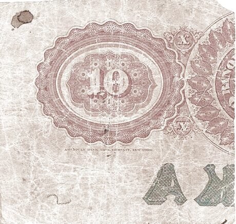 Реверс банкноты 5 драхм, половина 10 драхм (Греция) 1885 года