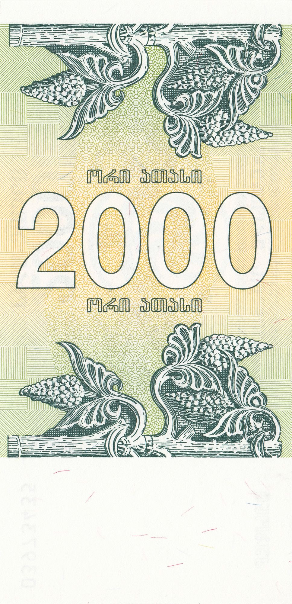 Реверс банкноты 2000 Купони (Грузия) 1993 года