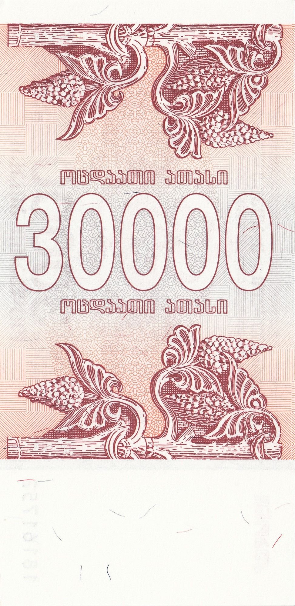 Реверс банкноты 30 000 купони (Грузия) 1994 года