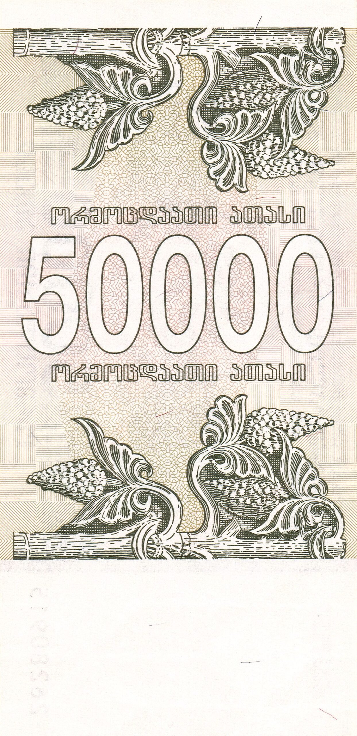 Реверс банкноты 50000 купони (Грузия) 1994 года