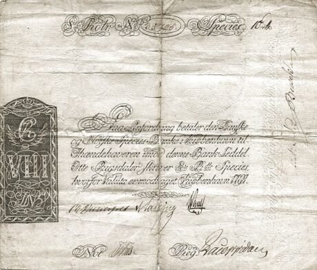 Аверс банкноты 8 rigsdalerów (Dania) 1791