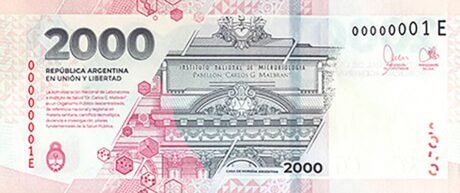 Повідомляється, що в Аргентині введено нову банкноту номіналом 2000 песо (B428a) 07.11.2023