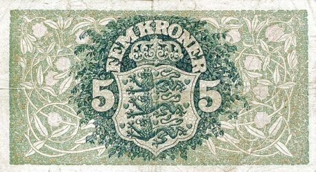 Реверс банкноты 5 крон (Дания) 1912 года