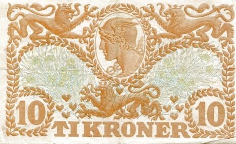 Реверс банкноты 10 крон (Дания) 1930 года