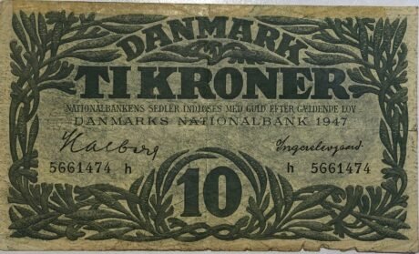 Аверс банкноты 10 koron (Dania) 1945