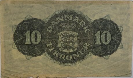 Реверс банкноты 10 koron (Dania) 1945