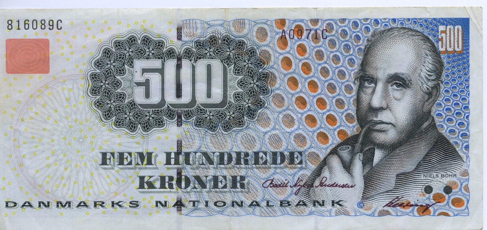 Аверс банкноты 500 крон (Дания) 1997 года