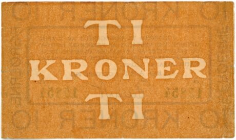 Реверс банкноты 10 крон, первый экстренный выпуск (Дания) 1940 года