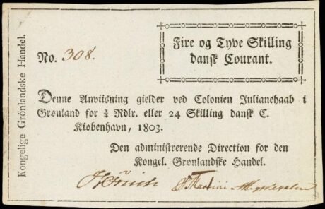 Аверс банкноты ¼ ригсдалера (Дания) 1803 года