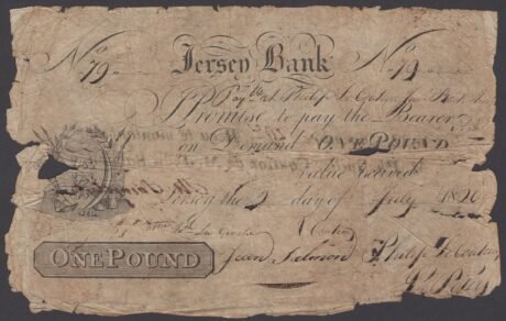 Аверс банкноты 1 фунт (Джерси) 1820 года