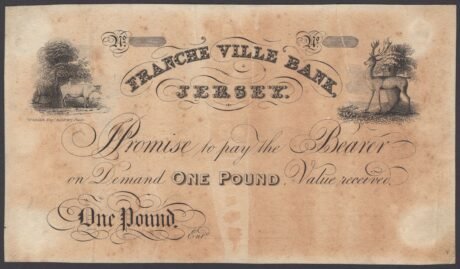 Аверс банкноты 1 фунт (Джерси) 1833 года