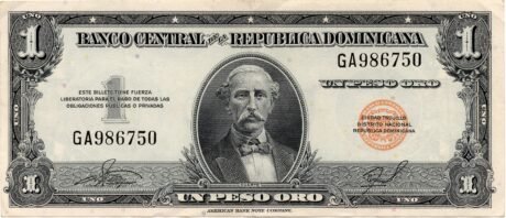 Аверс банкноты 1 песо (Доминиканская Республика) 1957 года