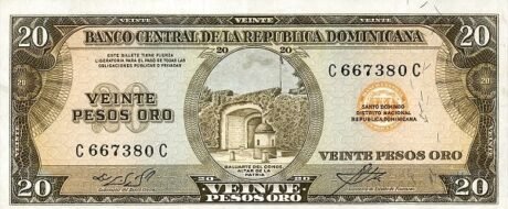Аверс банкноты 20 песо (Доминиканская Республика) 1964 года