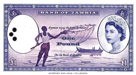Аверс банкноты 1 фунт (Замбия) 1963 года