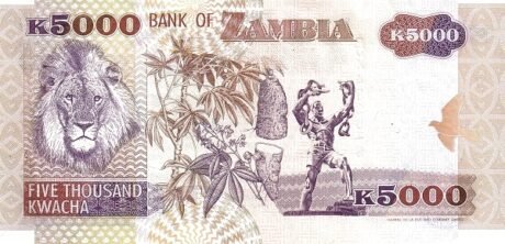 Реверс банкноты 5000 квача (Замбия) 1992 года