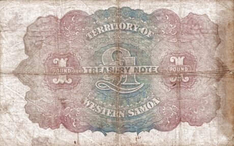 Реверс банкноты 1 фунт (Западное Самоа) 1922 года