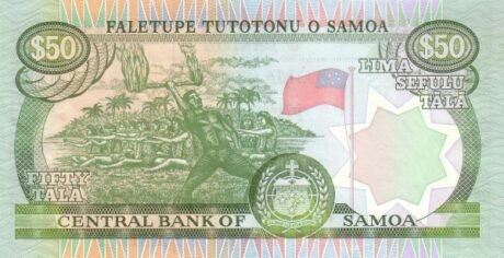 Реверс банкноты 50 тала (Западное Самоа) 1990 года