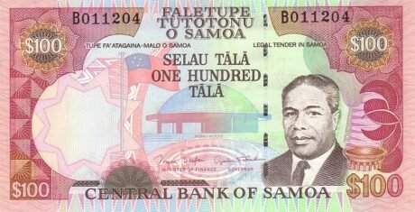 Аверс банкноты 100 тала (Западное Самоа) 2006 года