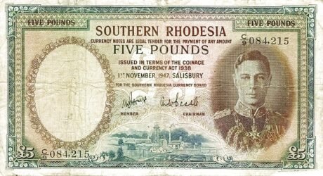 Аверс банкноты 5 funtów (Zimbabwe) 1939