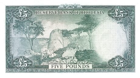 Реверс банкноты 5 фунтов (Зимбабве) 1964 года