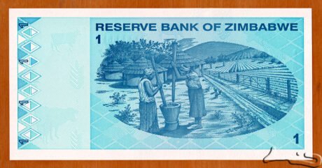 Реверс банкноты 1 доллар (Зимбабве) 2009 года