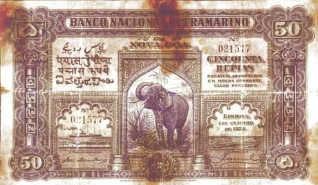 Аверс банкноты 50 rupii (Indie) 1924