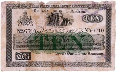 Аверс банкноты 10 фунтов, Национального банка (Ирландия) 1901 года