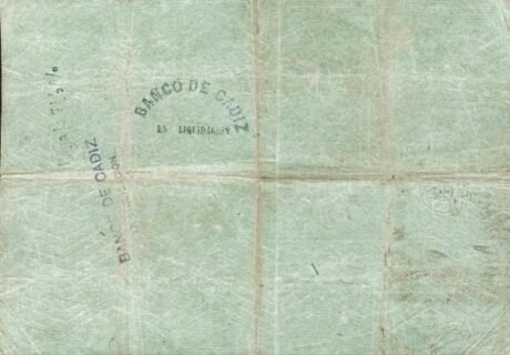 Реверс банкноты 100 reali Vellona Banco de Cadiz (Hiszpania)