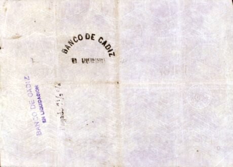 Реверс банкноты 500 reali Vellona Banco de Cadiz (Hiszpania)