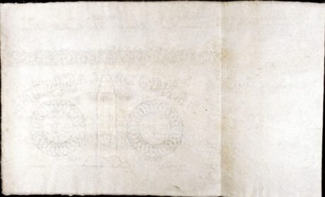 Реверс банкноты 500 reali Vellona Banco de La Coruña (Hiszpania) 1857