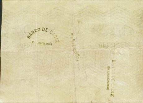 Реверс банкноты 1000 реалов Веллона Банко де Кадис (Испания)