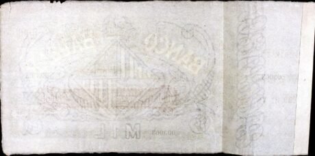 Реверс банкноты 1000 реалов Веллона Банко Балеар (Испания) 1864 года