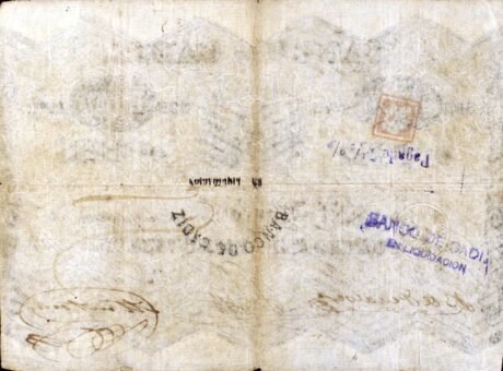 Реверс банкноты 4000 reali Vellona Banco de Cadiz (Hiszpania)