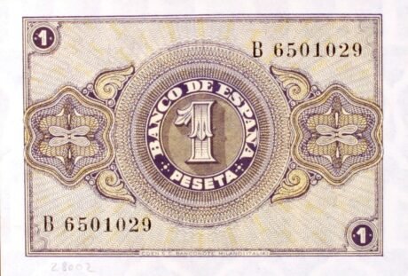 Реверс банкноты 1 песета (Испания) 1937 года