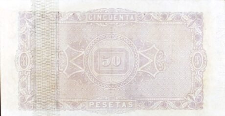 Реверс банкноты 50 peset (Hiszpania) 1880