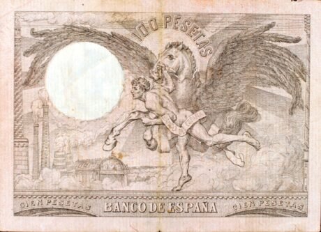 Реверс банкноты 100 песет (Испания) 1903 года