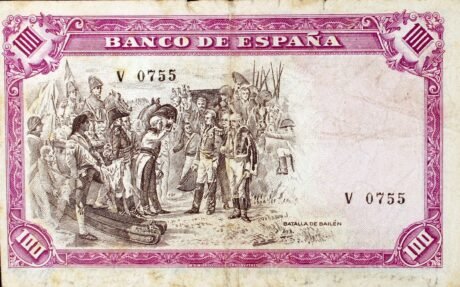 Реверс банкноты 100 peset (Hiszpania) 1937