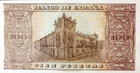 Реверс банкноты 100 песет (Испания) 1938 года