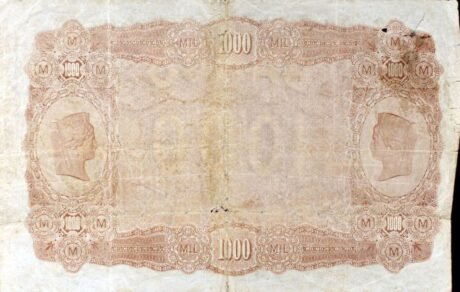 Реверс банкноты 1000 песет (Испания) 1875 года