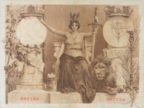 Реверс банкноты 1000 песет (Испания) 1907 года