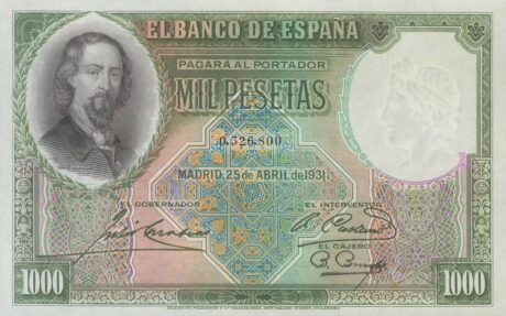 Аверс банкноты 1000 peset (Hiszpania) 1931