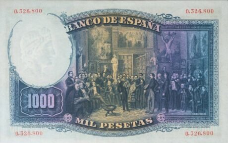 Реверс банкноты 1000 peset (Hiszpania) 1931