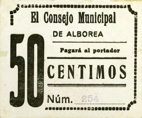 Аверс банкноты 50 centymów Alborea (Hiszpania)